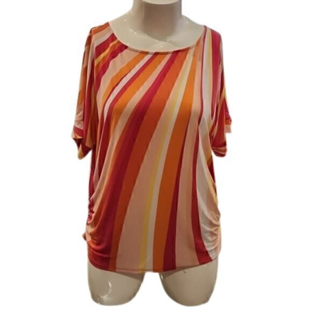[JM Collection] Short Sleeve Striped Blouse - Size XXL
